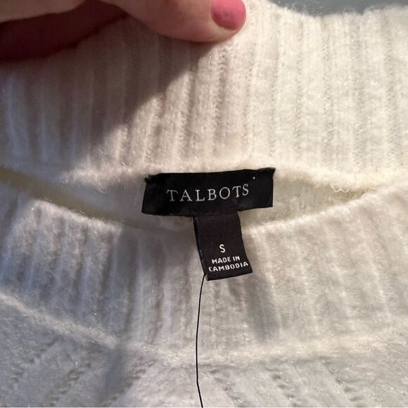 Talbots Elegant White Cable Knit Sweater - Picture 3 of 6